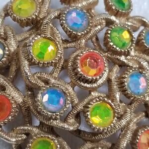 Sarah Cov. gold tone brooch 1 1/2 " multi colored 1.1396